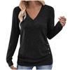 Women's Casual Fashion Solid Color V-Neck Long Sleeve Button Top
