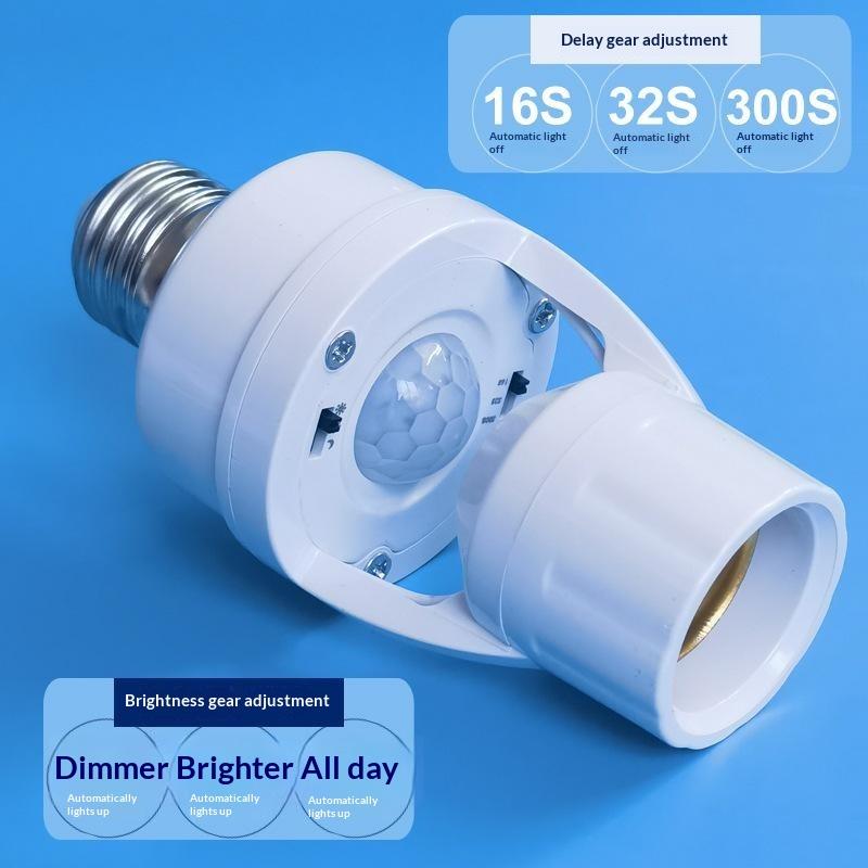 E27 Lamp Head 85-265V Automatic Light Controlled Sensor Switch White Shell For Aisle Bedroom Living Room