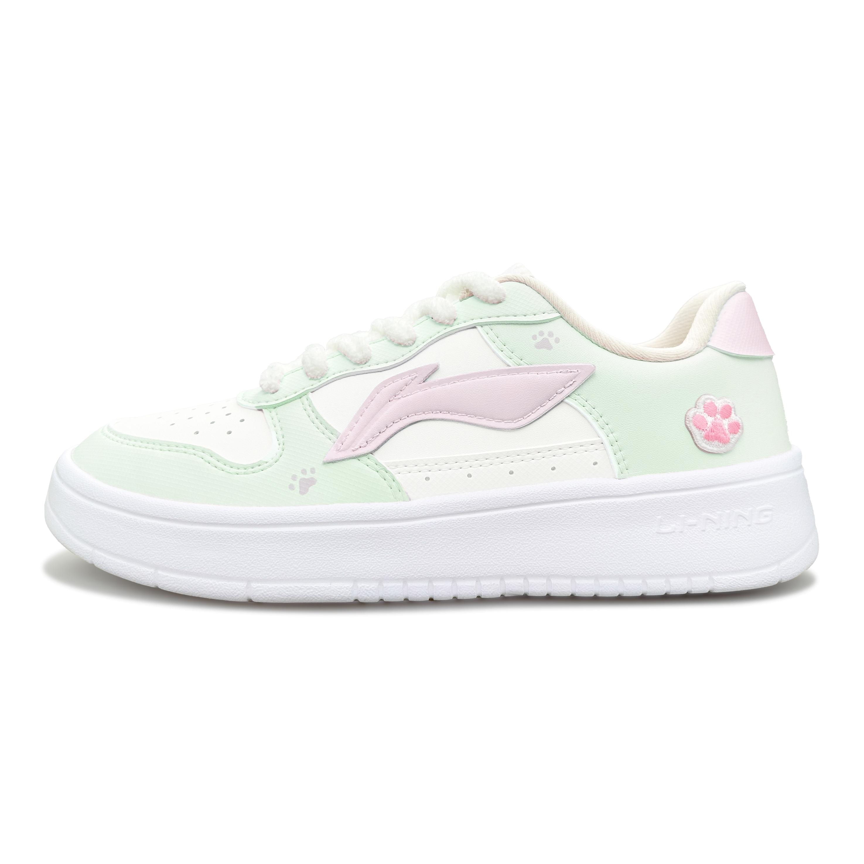 

Li Ning Floating Boat Abrasion Resistant Breathable Height Increasing Low top Skateboard Shoes Women s Green Pink AGCS420-6(Team879-) 35