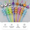 8Pcs Halloween Reusable Drinking Straws Children Spiral Beverage Straw for Hot Cold
