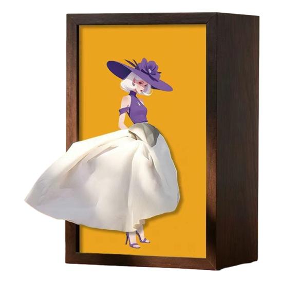 Scatola Portatovaglioli in Legno di Noce, con Disegno Artistico di Gonna da Ballerina di Balletto, Portasciugamani di Carta Multiuso per Arredamento Casa Ingresso Tavolo da Pranzo