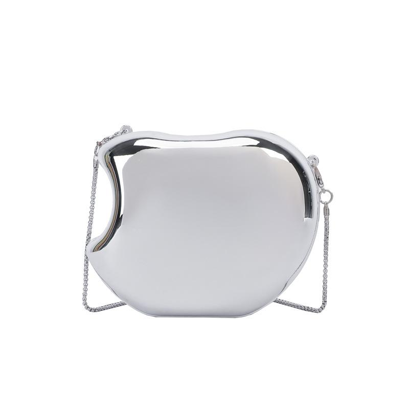 Mini Version Fashion Gold Metal Closure Apple-shaped Clutch Bag Women's Evening Wedding Party Chain Crossbody Bag Shoulder Bag