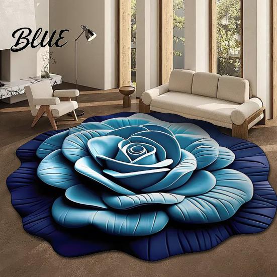 High Simulation Texture Blooming 3D Mat Soft Shaped Floor Carpet Flower Gradient Petal Multi-colored Stamen