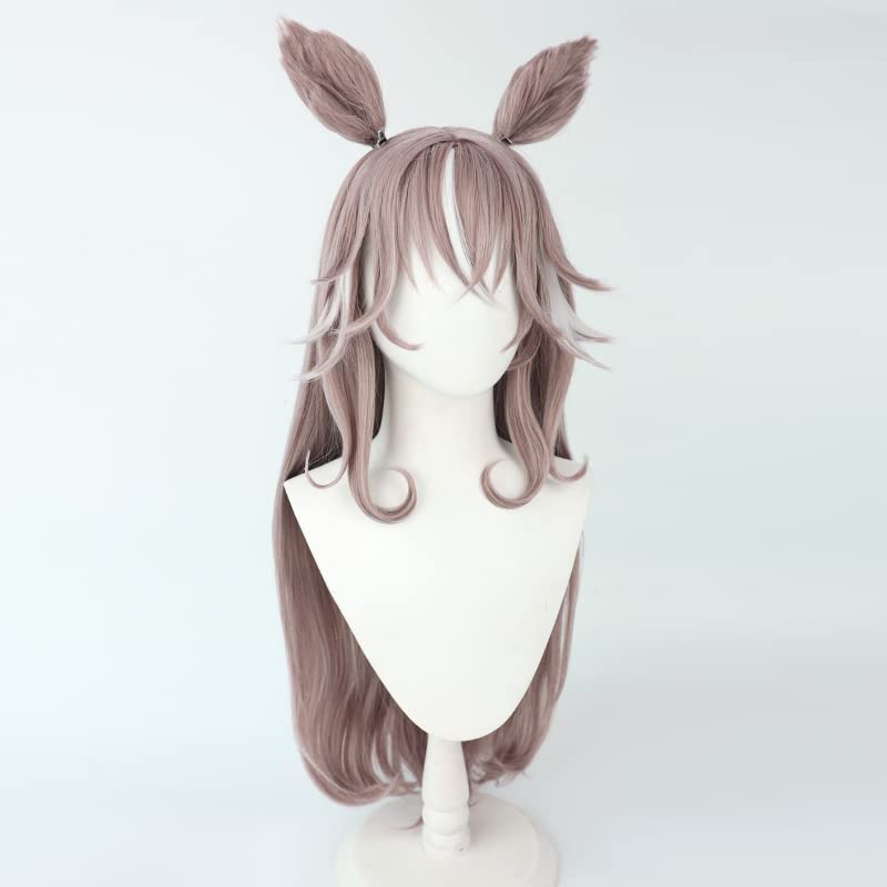 Wonder Acute Cosplay Wig, Ash Pink and White Mix, Perfect for Costumes, Halloween Events, and Photoshoots (Body, Ears, and Tail)