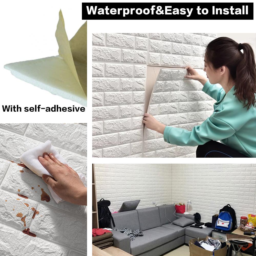 70cmx1/2/3/5/10m 3D Paper Wall Adhesive Living Room PVC Self-adhesive Panels Home Decoration Wallpapers Waterproof Wall Stickers