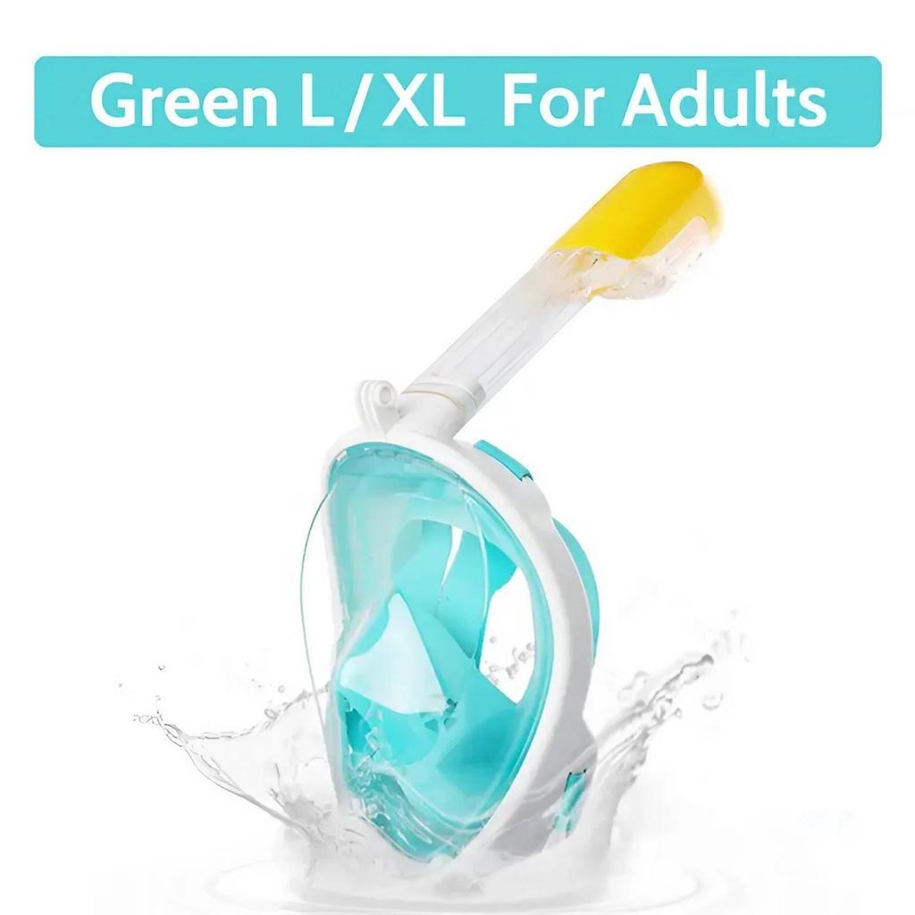 Silicone Full Face Snorkel Mask 180 Degree View Anti Fog Leak Proof Breathing Tube Camera Mount Swimming Safety Gear