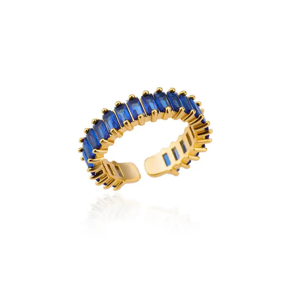 Geometric Colorful Zircon Gold Ring for Women