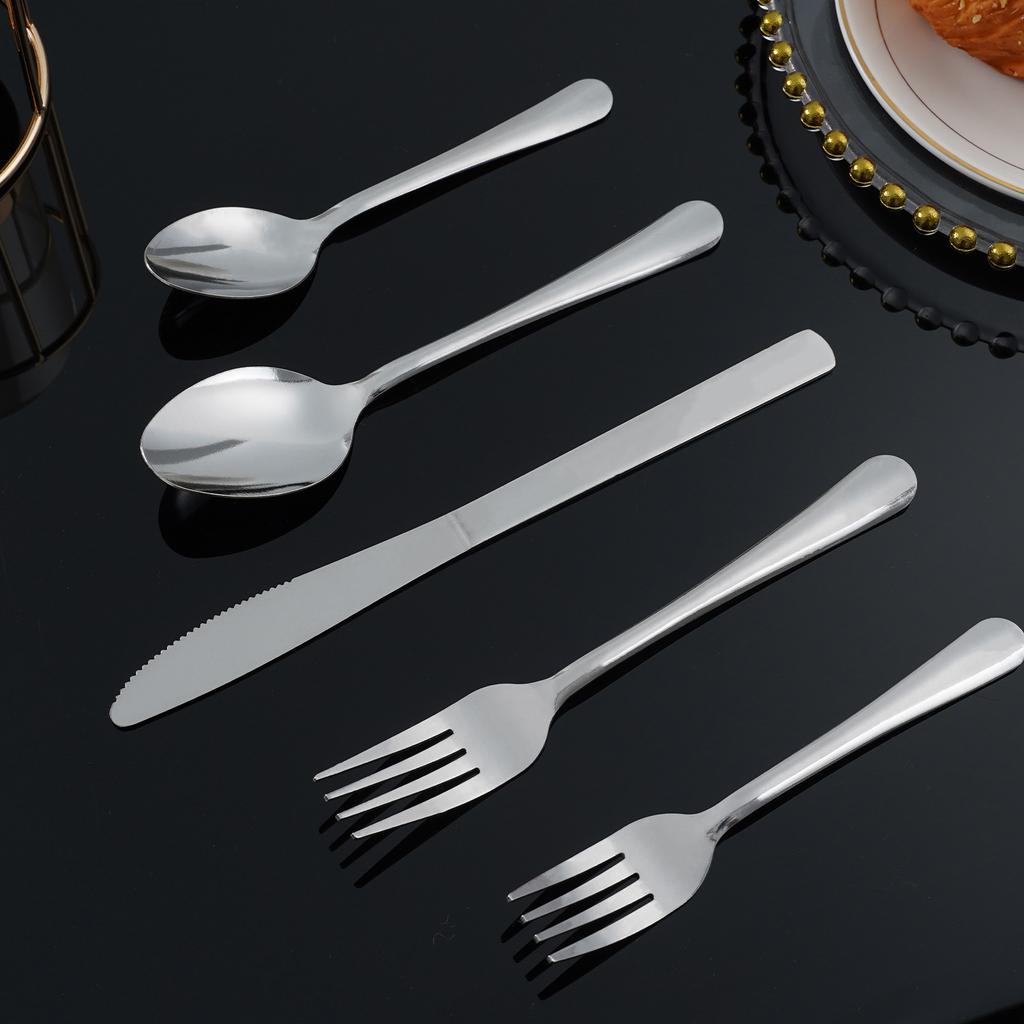 HANSMART 60Pcs Stainless Steel Flatware Set Service for 12 Vertical Ribbed Handle Silverware Cutlery Set Dinner Fork Salad Fork Spoon