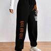Rock And Roll Buchstabenaufdruck Hose Lässige Jogginghose Damen Fleece Kordelzug Lange Hose Mode Straße Damen Sport Schweißhose