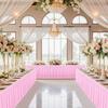 Pearls Tulle Banquets Table Cover Various Size Polyester Table Skirt Drape For Wedding Ceremony Celebration Decoration