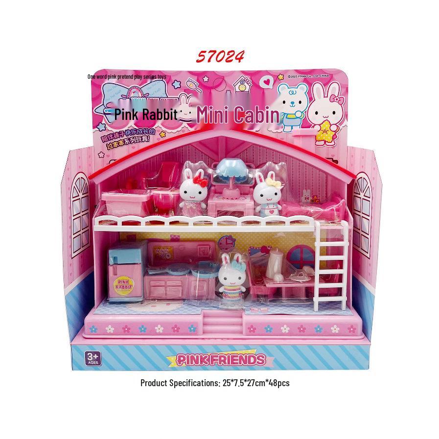 

Pink Rabbit Kitchen Refrigerator Cake Party Miniature House Playset Batch-57024