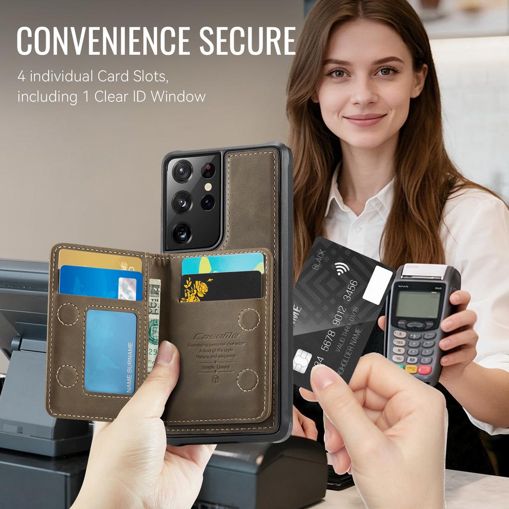 For Samsung Galaxy S21 Ultra 5G Magnetic Case CASEME ME80 Series Leather PC TPU Phone Cover with Detachable Wallet