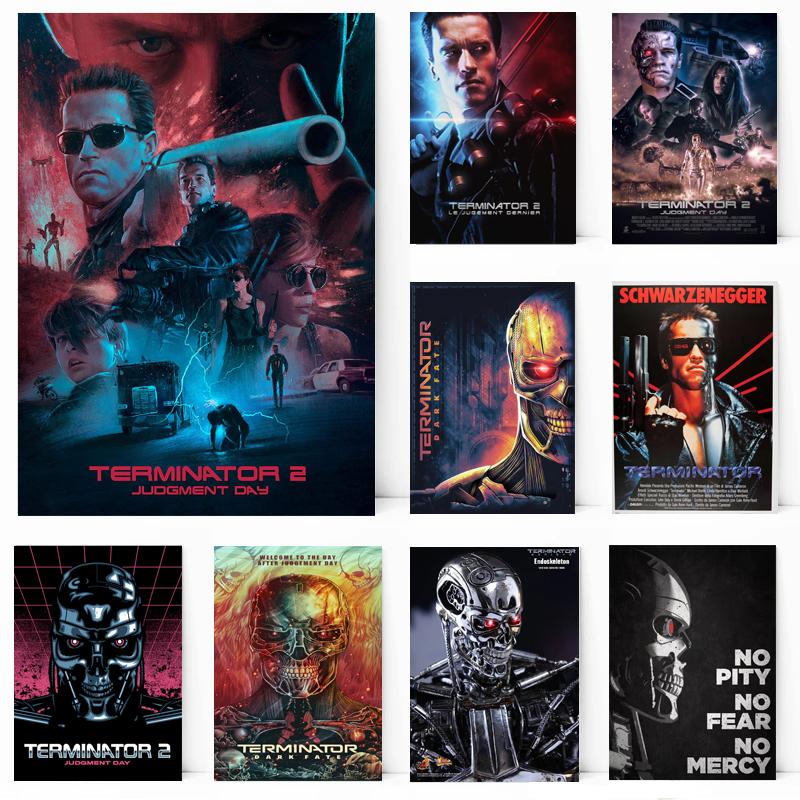 Klassischer Sci-Fi-Film The Terminator Filmplakat Leinwandgemälde Schwarzenegger Retro-Wandkunst Bilder Heimzimmerdekor Geschenk