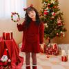 Girls' Fashion Solid-Colour Pullover Casual Red Christmas Outfit Children's Thickened Loose-Fit Long-Sleeved Sweatshirt Dress