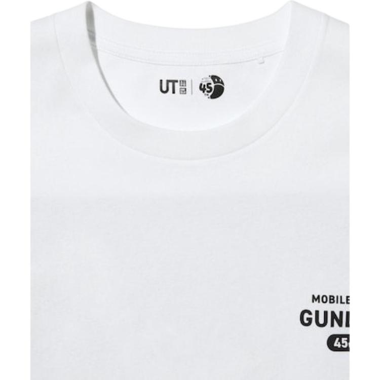 UNIQLO x Mobile Suit Gundam 45th Anniversary Graphic Letter Print Loose Comfortable Crew Neck Short Sleeve T-Shirt Unisex Tops White 480144-00