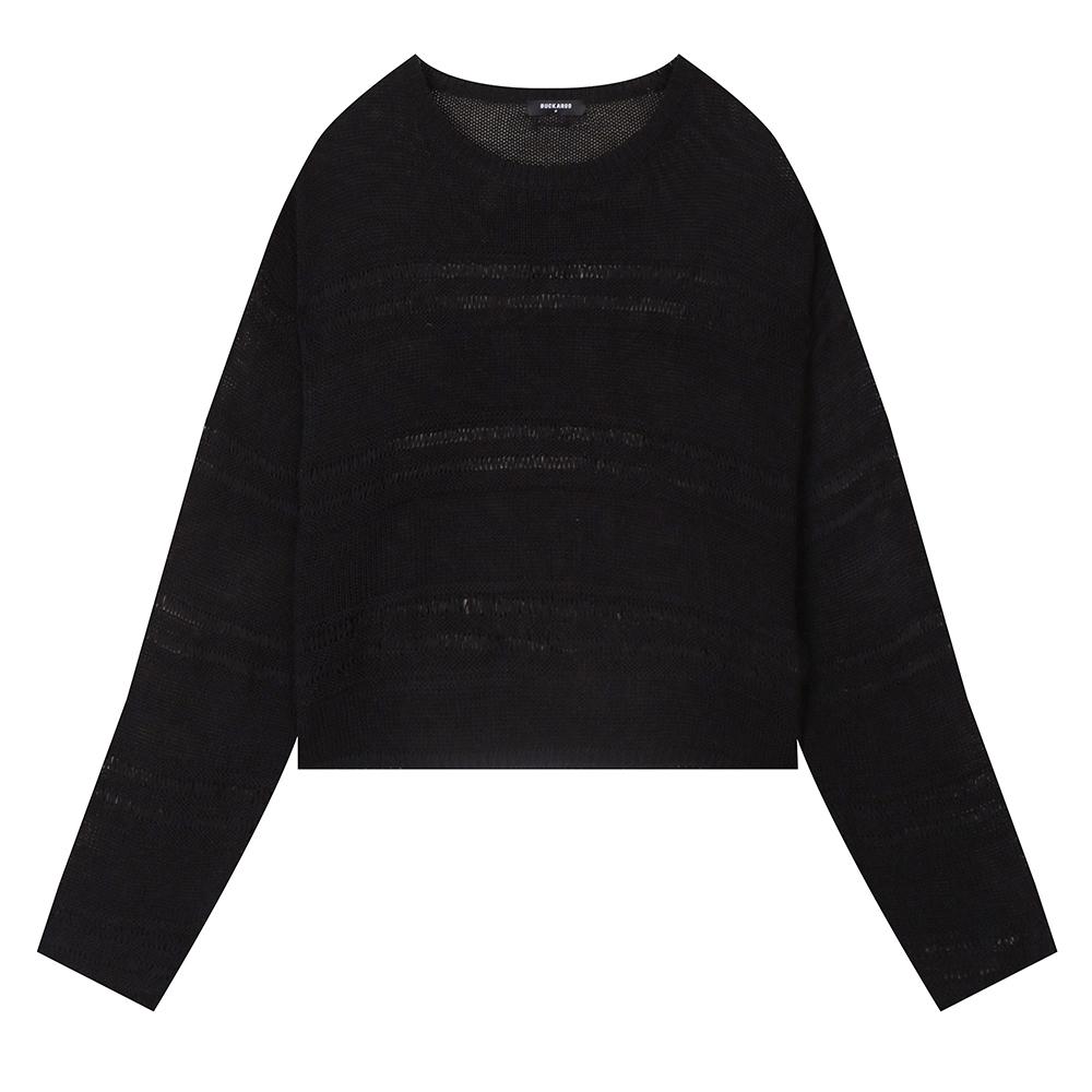 Burkeru Women S Mesh Knit Pullover Black Black_F