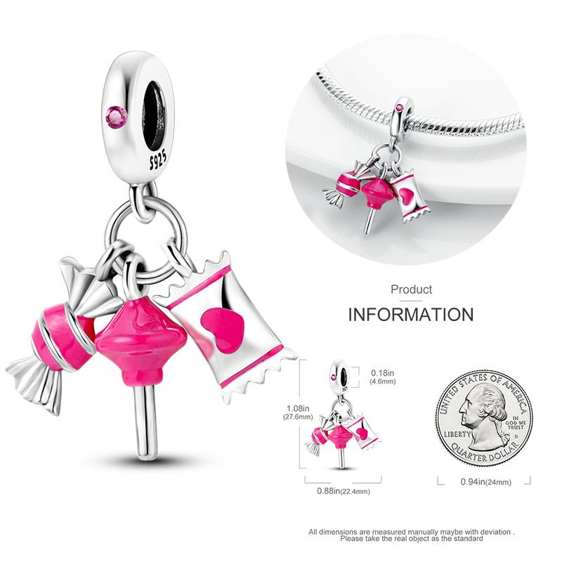 New Copper Bow Star Love Pink Series Charm Beads Suitable For 3Mm Original Bracelet Diy Fashion Jewelry Gift