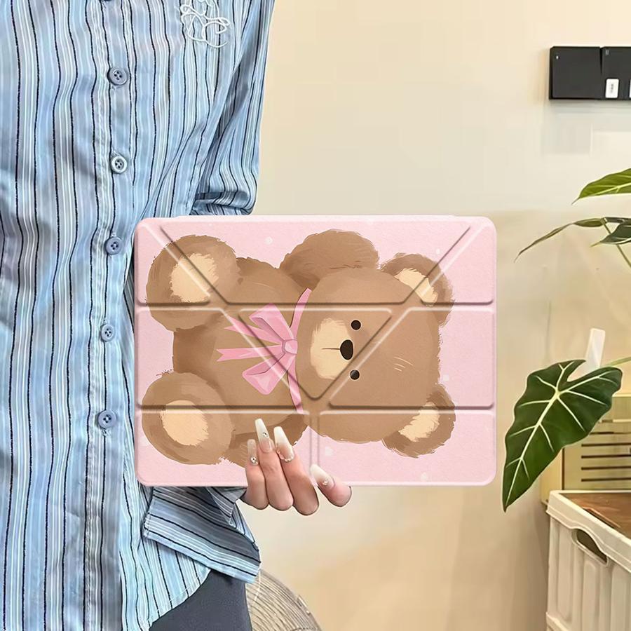 Brown Little Bear Tablet Case For iPad Mini 6 7 Air 4 5 M3 M2 1 2 M4 11inch Pro 11th 10th 9th 8th 7th 12.9inch Pro 2025 Holder