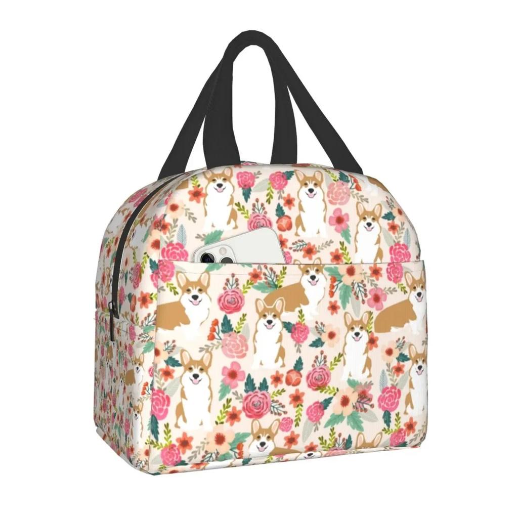 Roztomilé veselé Corgi přenosné krabičky na oběd Vodotěsná termotaška chladicí Izolovaná taška na oběd s motivem velšského Corgi pro ženy do školy do práce