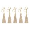 Uxcell 5-Piece Set Leather Keychain Tassel for Women Bag Decoration with Lobster Buckle Key Ring for Handbags, Wallets, and DIY Crafts, Dirty Pink