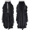 Gothic Steampunk Asymmetrical Hem Midi Skirt Vintage Renaissance Pirate Style Women
