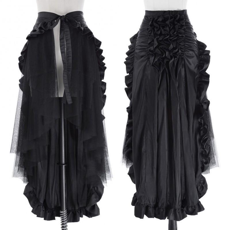 Gothic Steampunk Asymmetrical Hem Midi Skirt Vintage Renaissance Pirate Style Women