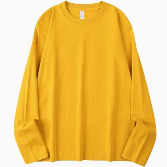 

Женский розовый топ из 100% хлопка свободного кроя с длинными рукавами и круглым вырезом - корейский стиль, большой размер, идеально подходит для весны и осени XL 116-130 lbs жёлтый