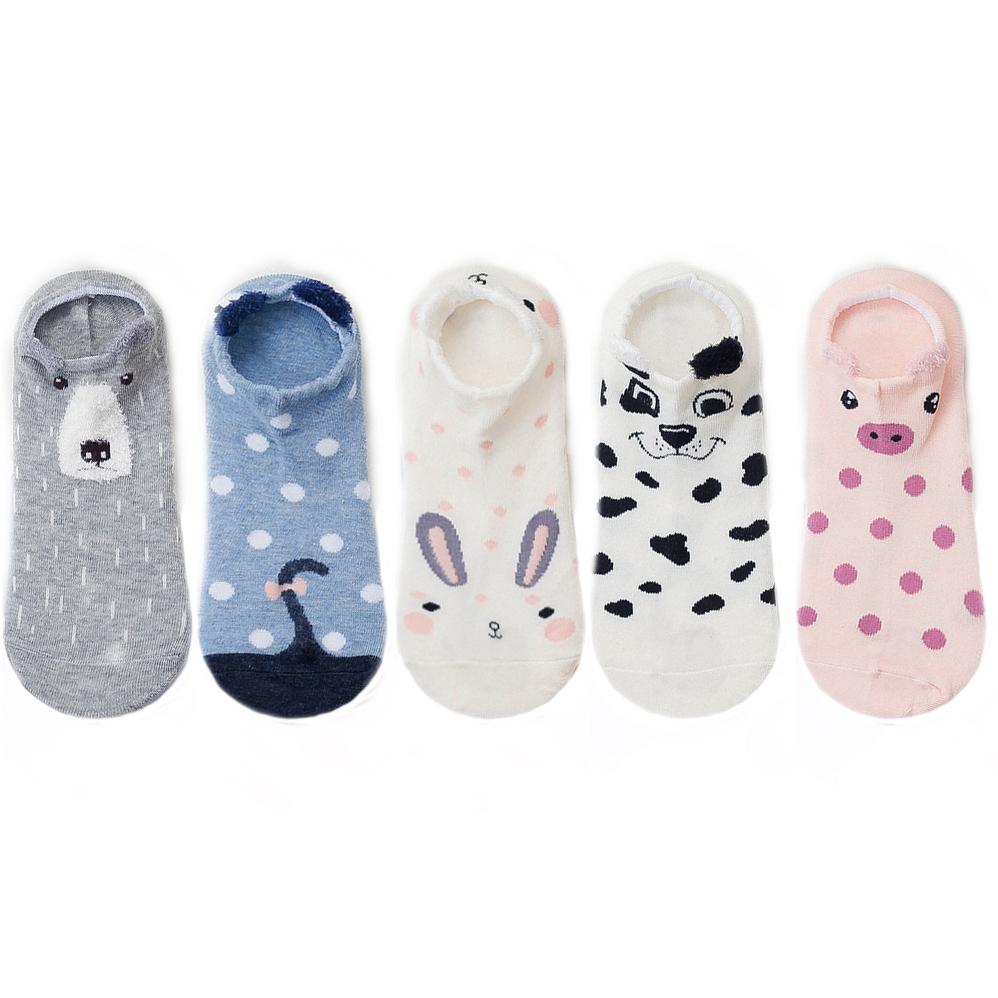 5 pairs women cotton socks stereoscopic Cute Animal Female Kawaii Cat With Dog Summer Short Socks Women Casual Soft Funny Socks