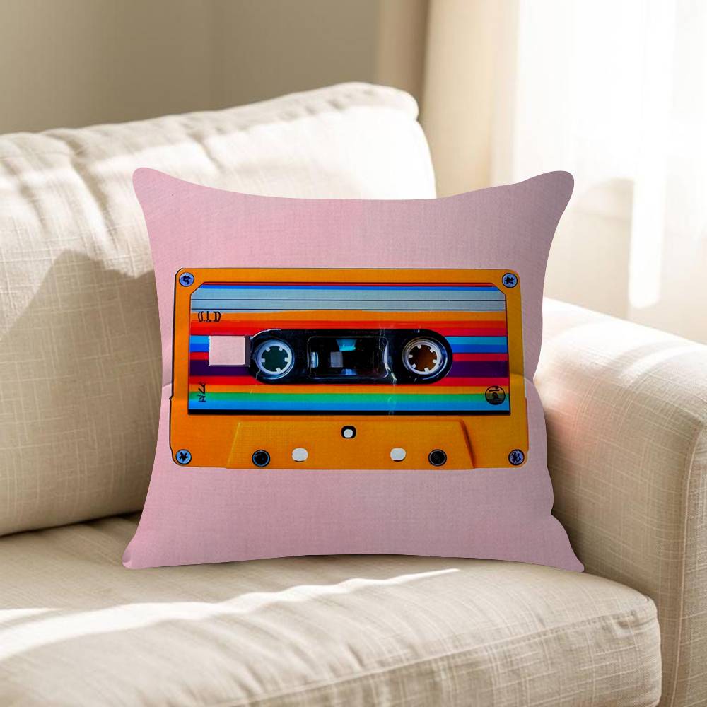Magnetic Radio Tape Cassette Maple Design Cushion Cover Happy Autumn Harvest Decor Holiday Decorati Pillow Cover