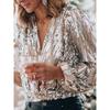 Women's Sequined V-neck Long Sleeve Shirt Sequins V-neck Long sleeve Top Women