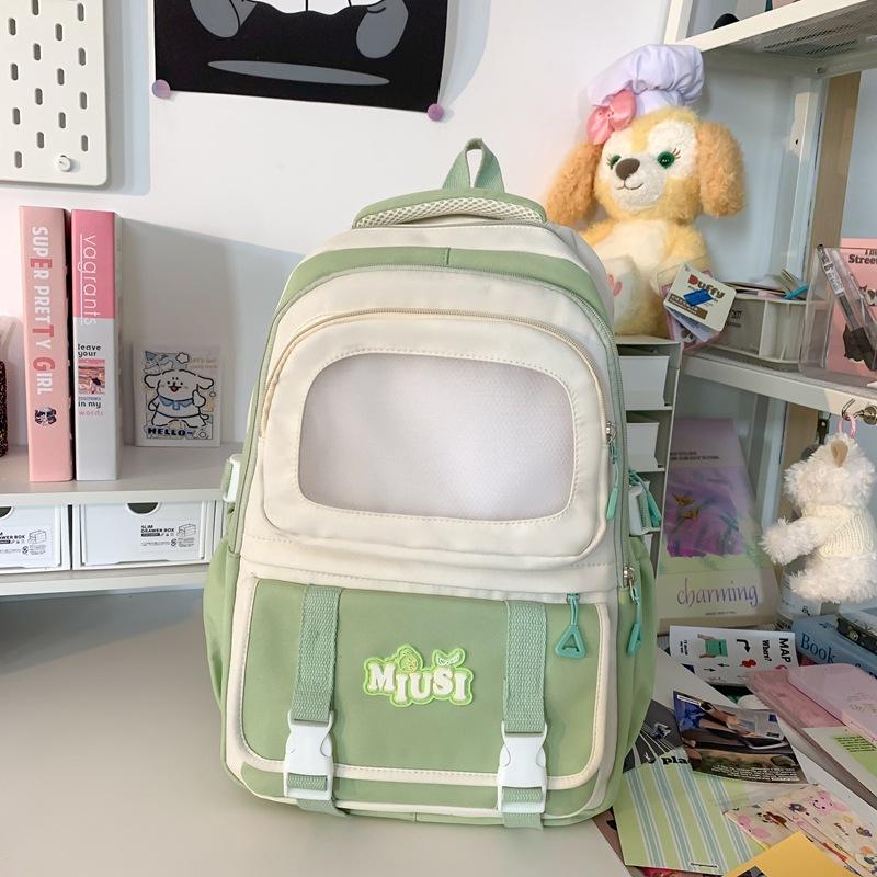 High-value wind schoolbag, junior high school girls backpack, high school students large-capacity cute dopamine backpack
