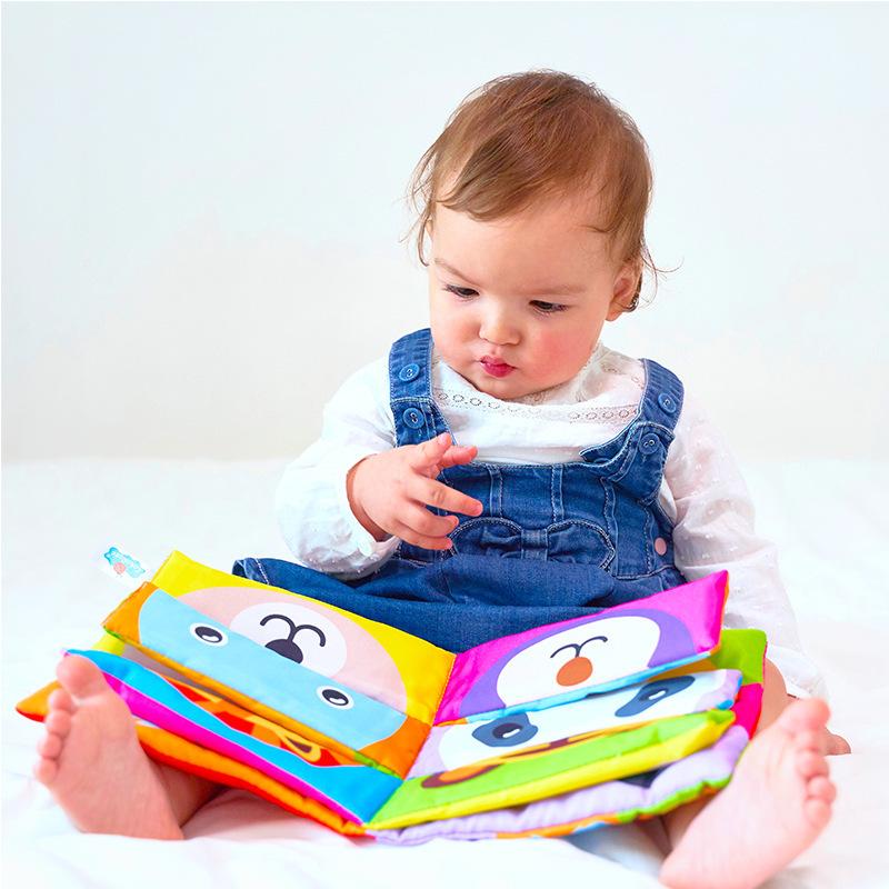 Książka z motywem zwierząt z kreskówek, pasująca do materiału, podarta książka z materiału stereo dla dzieci, Montessori, wczesna edukacja, nauczanie, książki dla maluchów, prezenty