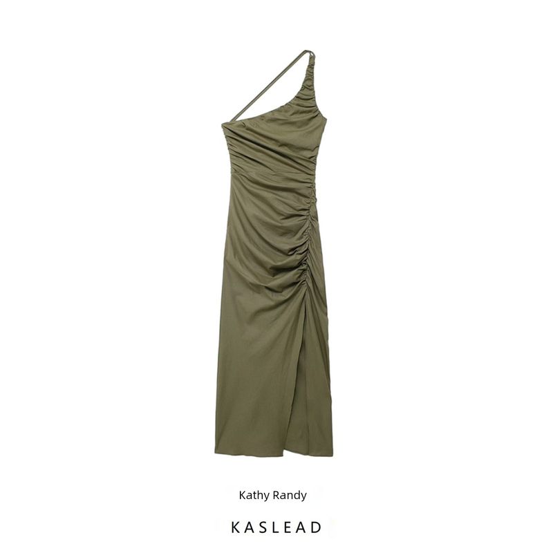 Kaslead New Arrival Women's Clothing Fashion Style Fashion Silm Ruched Decoration Asymmetric Dress 3218729