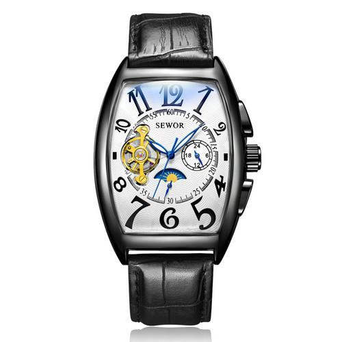 Sewor Men S Watch Automatic Machine Hollow Mechanical Men S Watch Casual Tourbillon Mechanical Watch