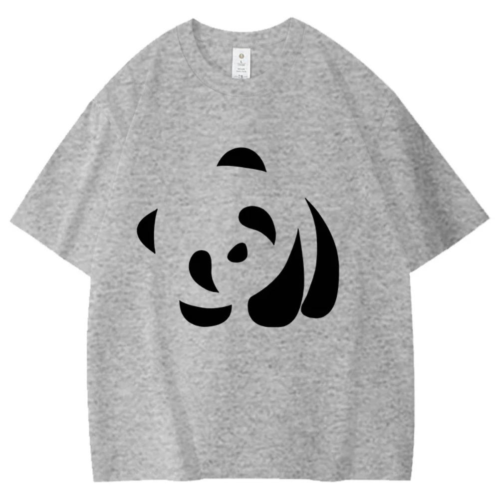 

Cute Panda with Slanted Head Pattern Men and Women T-shirt Unisex T-shirt Loose Large Size Blouse Funny Couple Shirt Street Clothes M