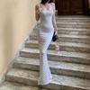 European and American Women's Clothing Summer New French Polka Dot Suspender Dress Waist Thin Hip Dress