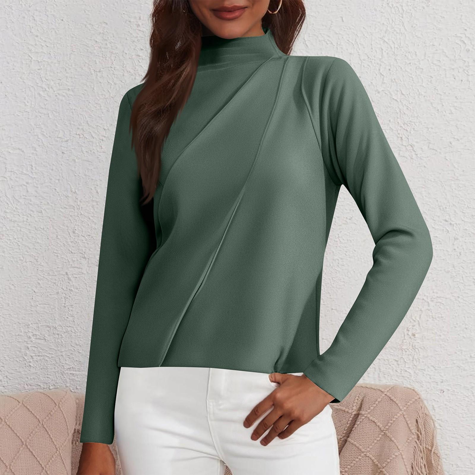 

Женский модный однотонный флисовый утолщенный топ с длинными рукавами L армия зеленый