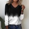 Fashion Gradient Pattern 3D Print Women V-Neck Long Sleeve T-Shirt Autumn Casual Breathable Women's Clothing Apparel Tops Tees