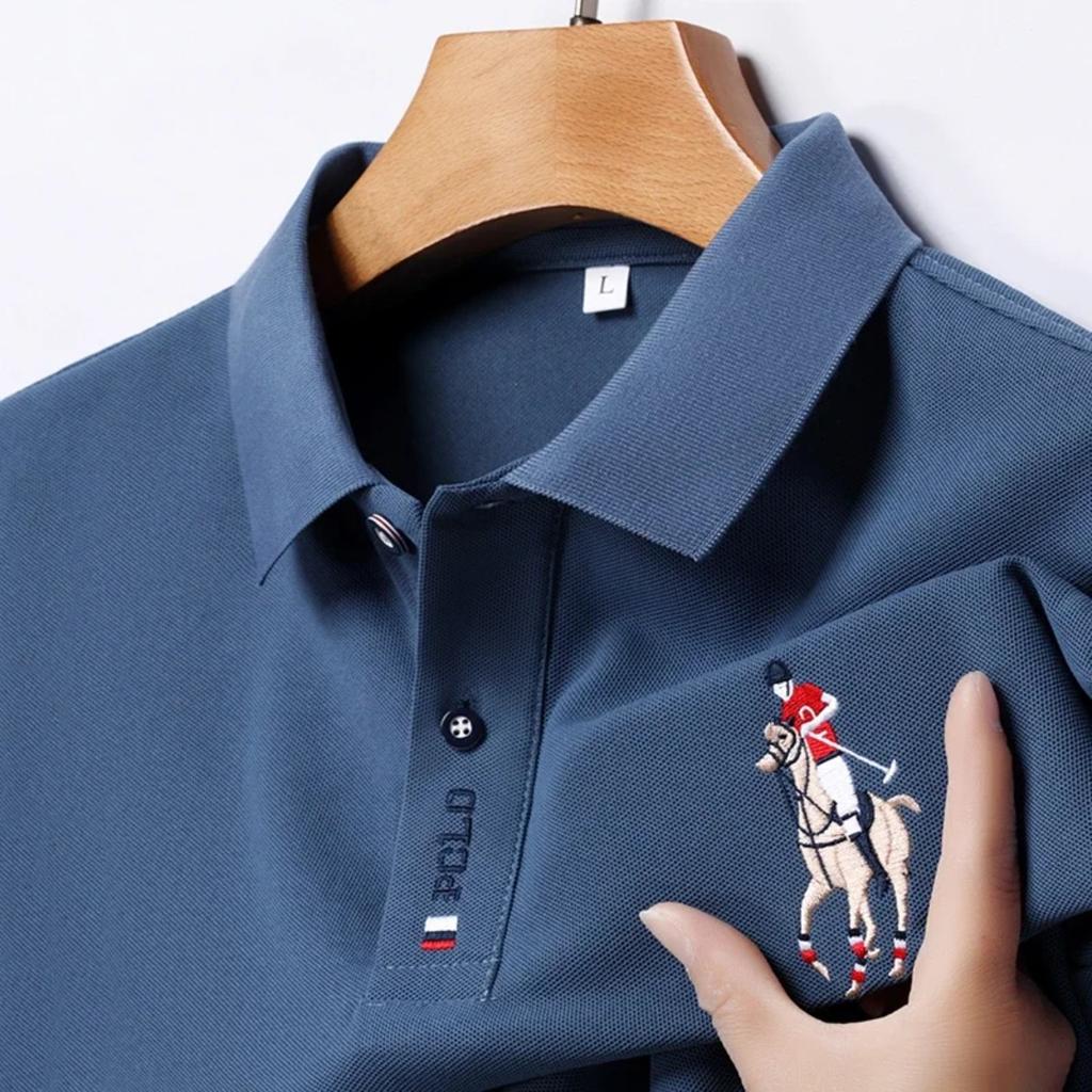 STORN Men's Embroidered Casual Fashion Short Sleeved POLO Shirt Summer Comfortable Top