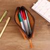 Vintage Leather Pencil Bag Simple Stationery Hoder Pen Case Storage Bag Zipper Pencil Pouch Glasses Box School Supplies