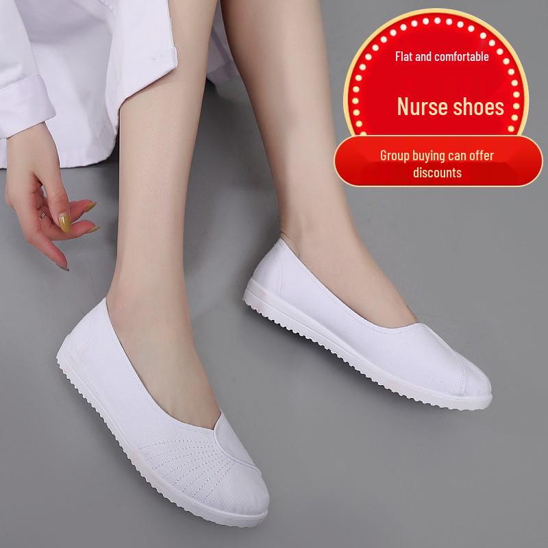 Comfortable Non-Slip White Nurse Shoes: Soft Sole, Low-Cut, Slip-On for Summer Work
