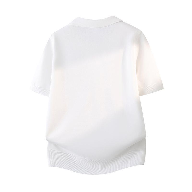 2026 Men's Summer Solid Color Knit Lapel Polo Shirt - Korean Style Casual Fashion