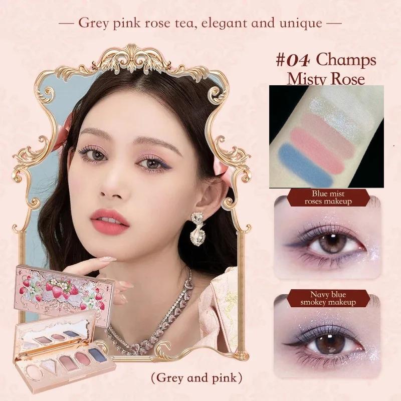 Flower Knows Fard de pleoape Pressed Glitter Căpșuni Rococo 5 Culori Textură Cremă Bronz Natural Farduri de ochi Cosmetice