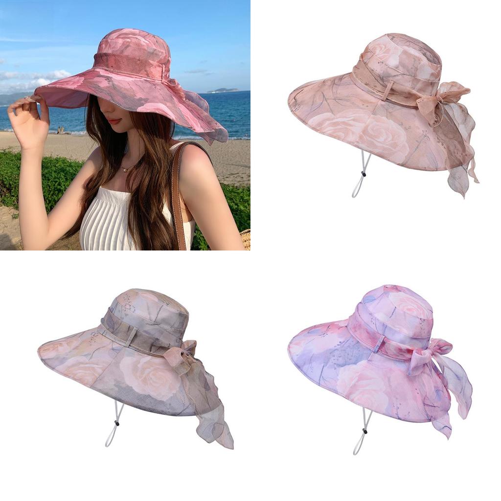 Polyester Sun Hat For Women With Large Brim Uv Protection Sunshade Fashion Summer Accessory