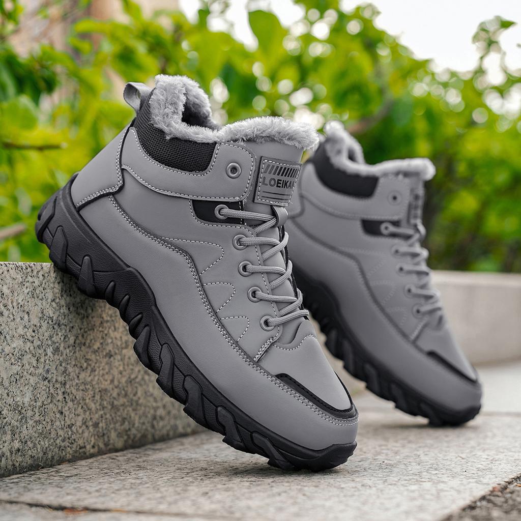 new men's snow boots, high-top leather boots, winter boots, cold-resistant, popular outdoor wear, durable, with lining