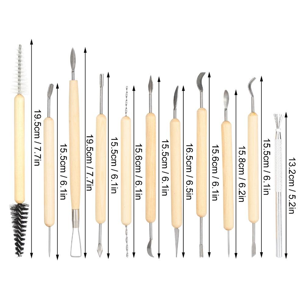11PCS Clay Modeling Wood Clay Sculpting Tools Printmaking Carving Smooth Surface Finish Printmaking Carving Knives