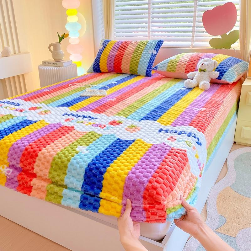 Skin-friendly Bedsheet Soft Fitted Sheet Flannel Bed Cover Warm Bed Linen Queen Size Sheets Drap Housse (Pillowcase Need Order)