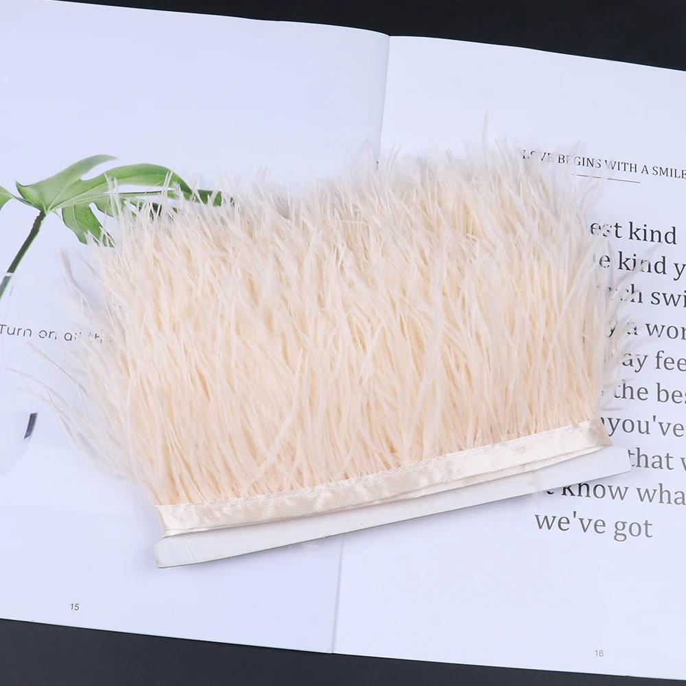 Feather1 meter Natural Ostrich feather Trims Ribbon 6-15 cm for Skirt DIY Clothing Black White Ostrich feathers Wedding Decoration