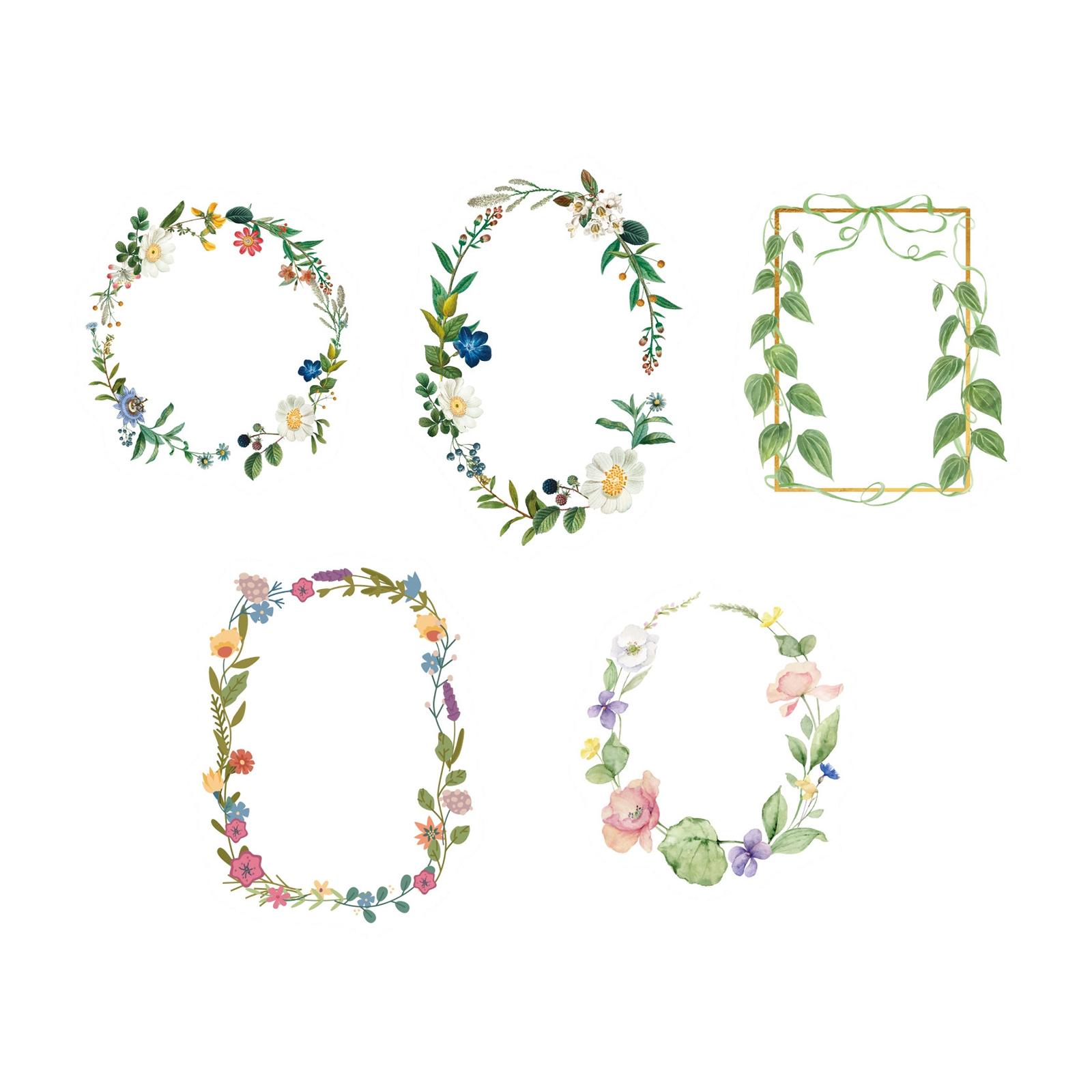 

Floral Frame Sticker Set for DIY Journals and Scrapbooking 5 Pieces Hand-drawn Botanical Borders for Decorative Crafting Projects One Size