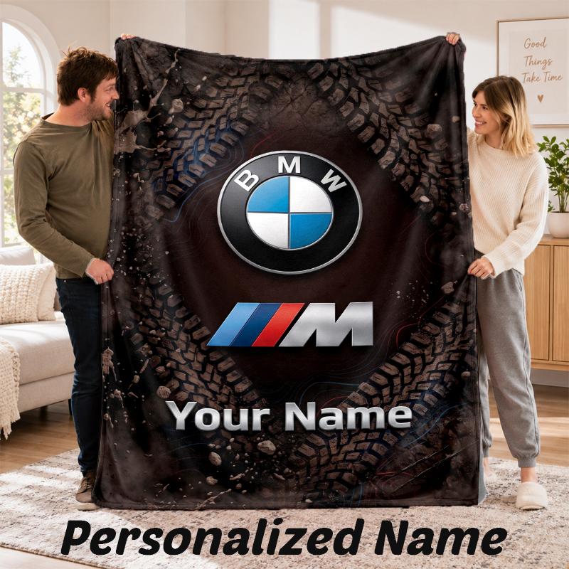 Coperta di Flanella Personalizzata BMW M Testo con Nome Personalizzato Morbida Coperta da Divano Decorazione per la Casa